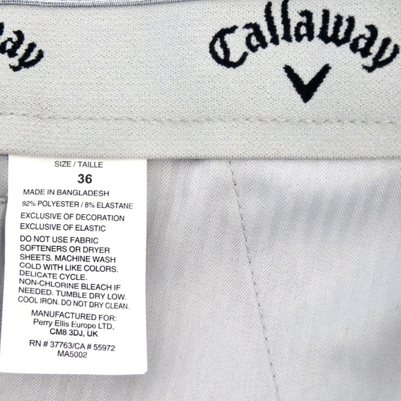 NEW! Callaway Opti-Dri Stretch UPF 50 Sun Protect Golf Shorts Gray SZ 36 - Picture 6 of 6